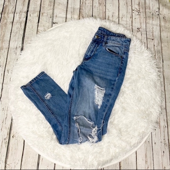 Empyre Easton boyfriend distressed ripped jeans size 0 relaxed low rise - Picture 7 of 12